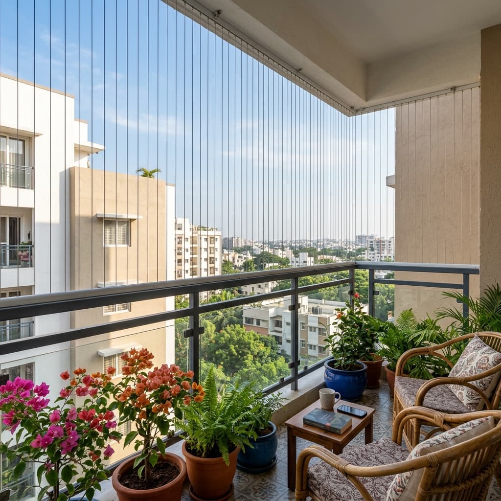 Balcony Invisible Grill Installation